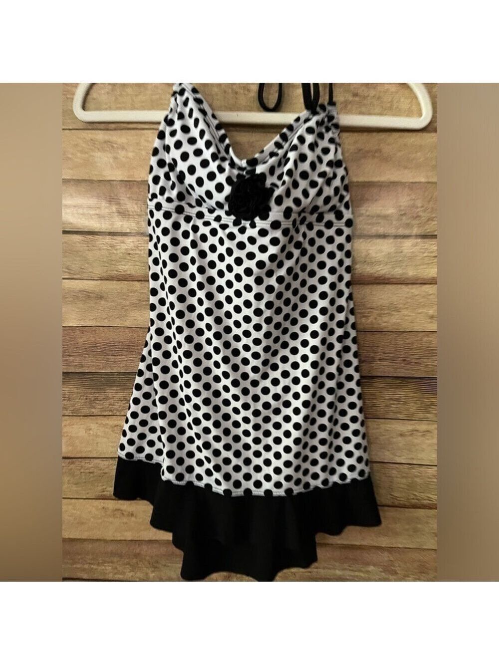 Suddenly Slim Catalina Womens Black White Polka Dot One-piece Swimsuit Size: 4-6